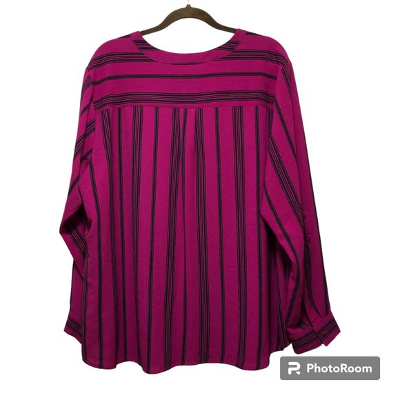 Kim Rogers Curvy, Long Sleeve Blouse V-Neck  Women's  Zip Front,  Size 2XL, - Picture 2 of 15